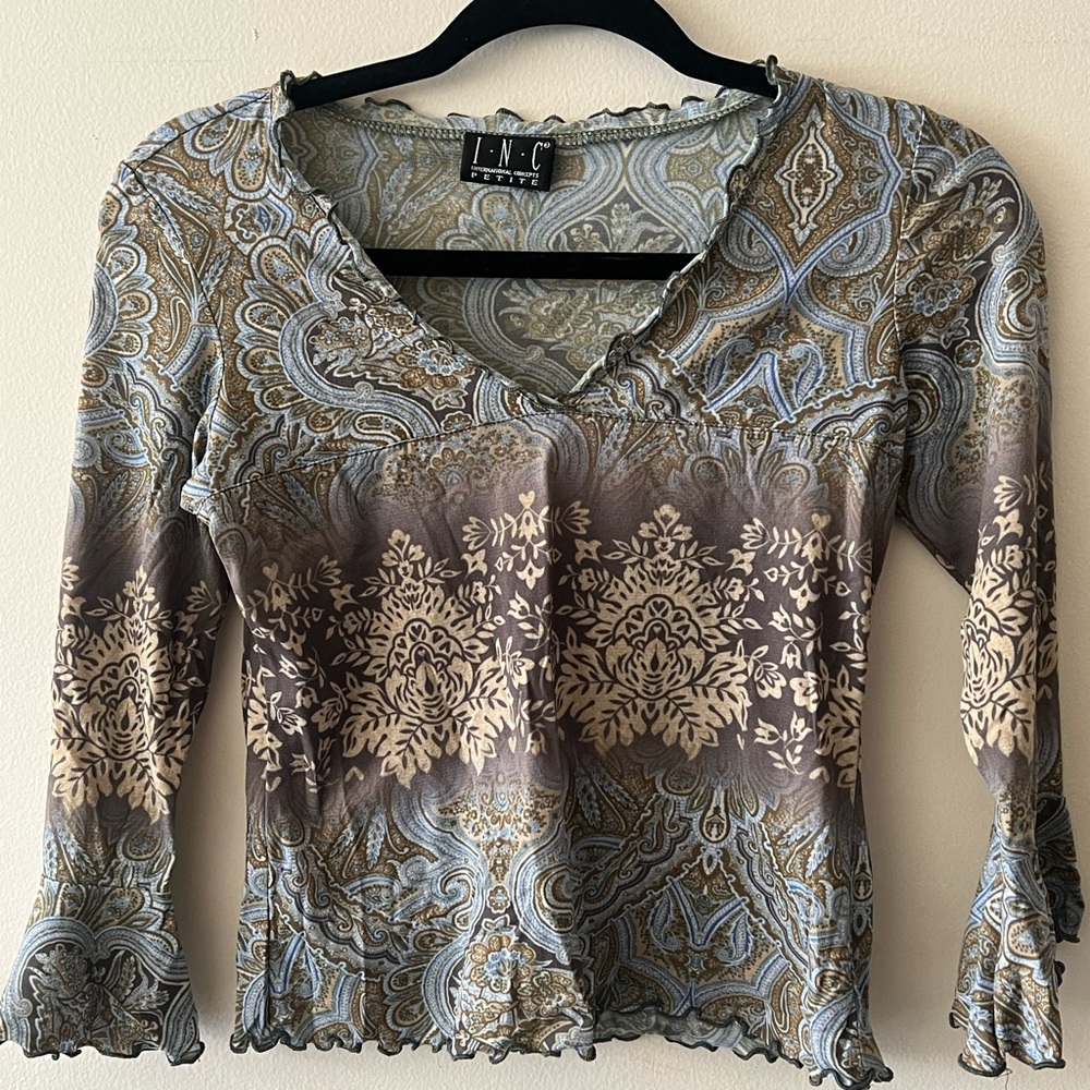 Women's Paisley Top - Blue and Brown